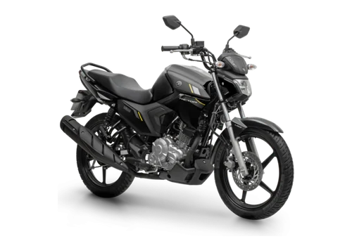 Yamaha YBR 150 Factor preta, um dos modelos da frota da M8